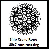 Ship Crane Ropes 35x7 Non Rotating Construction